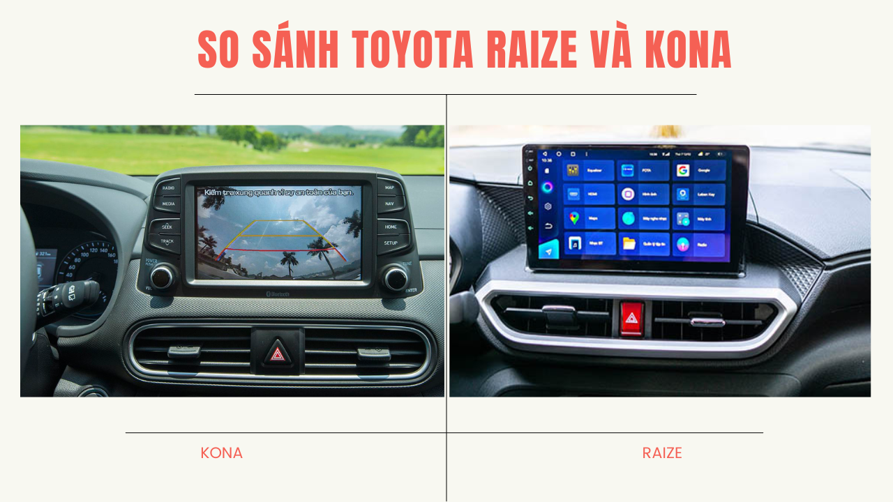 Tiện nghi màn hình Toyota Raize và Kona